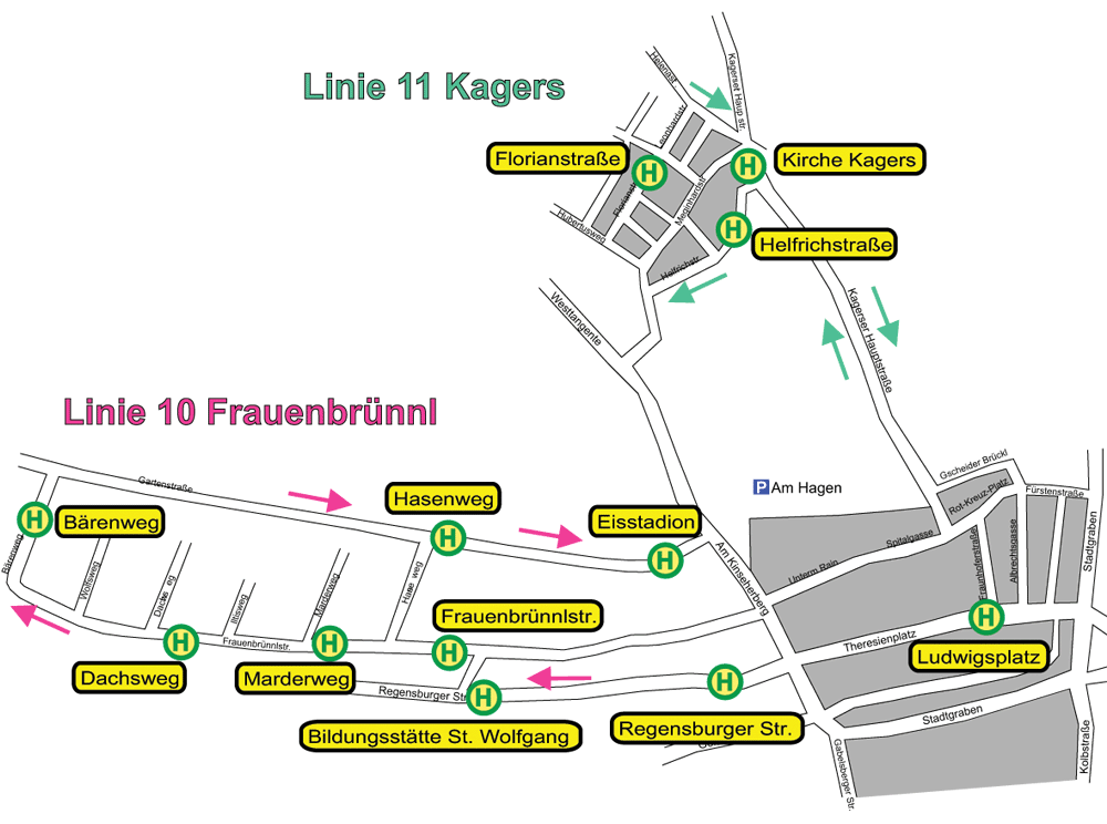 Liniennetzplan der Linie 10 und 11